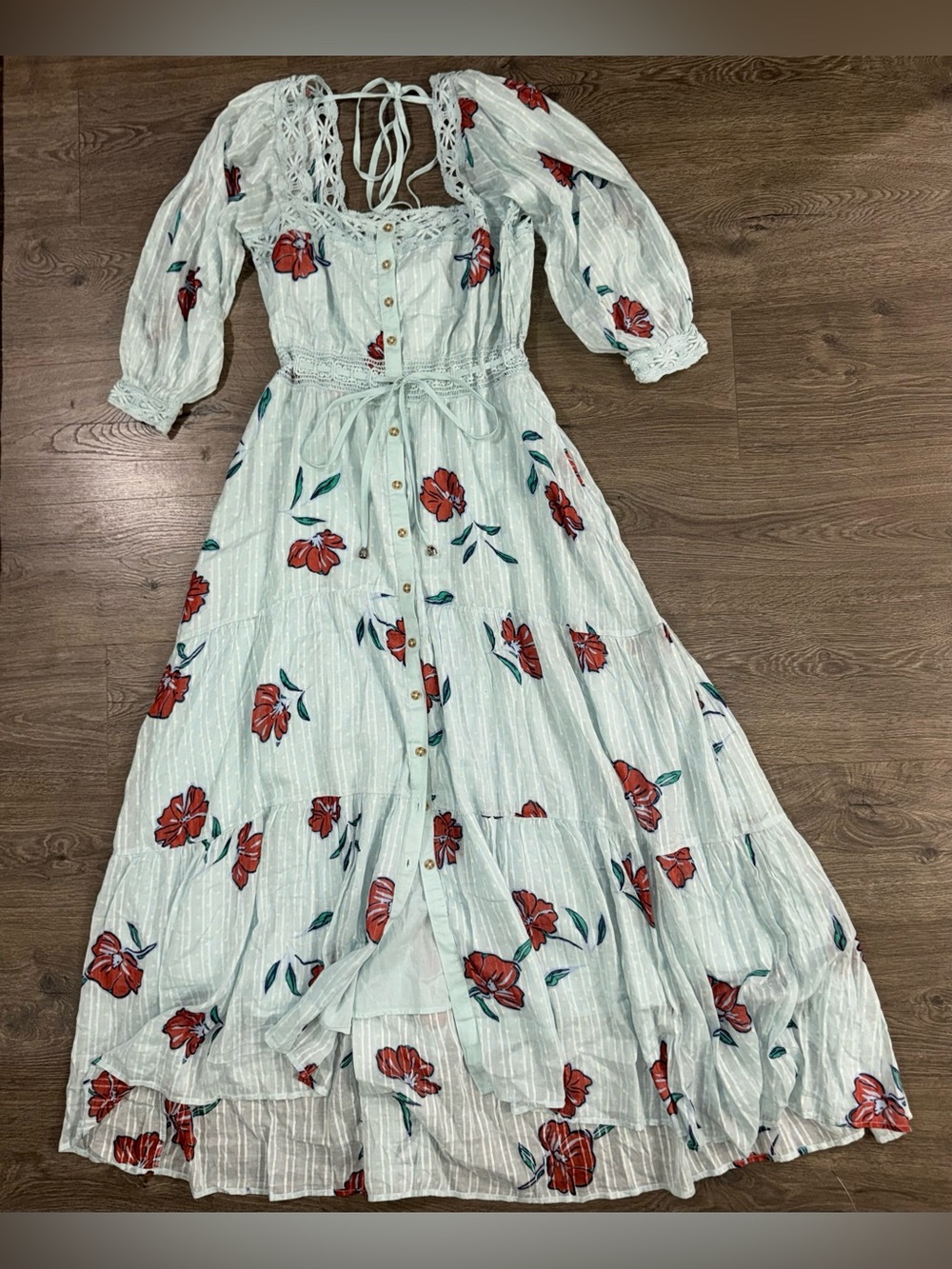 *NWT* Free People Morning Meadows Long-Sleeve Maxi Dress - Picture 9 of 14